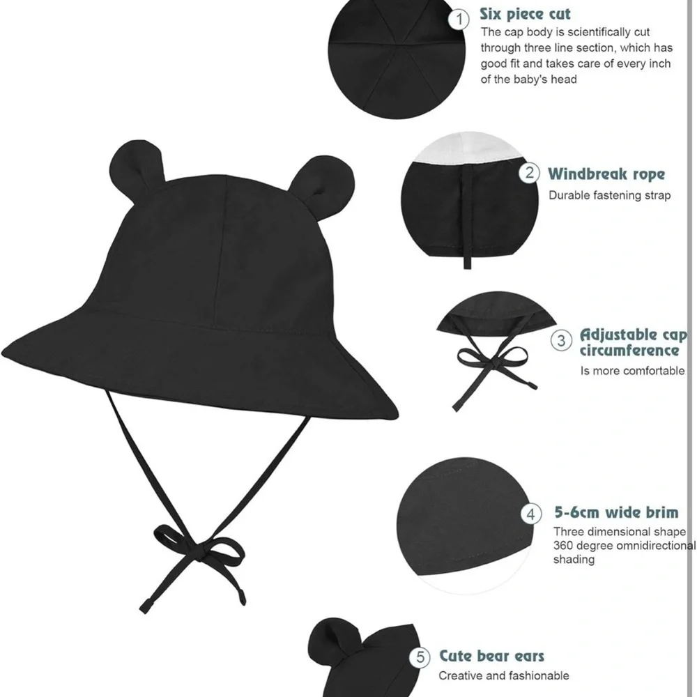 Kids' Black and White Bear Ear Disney Sun Hats